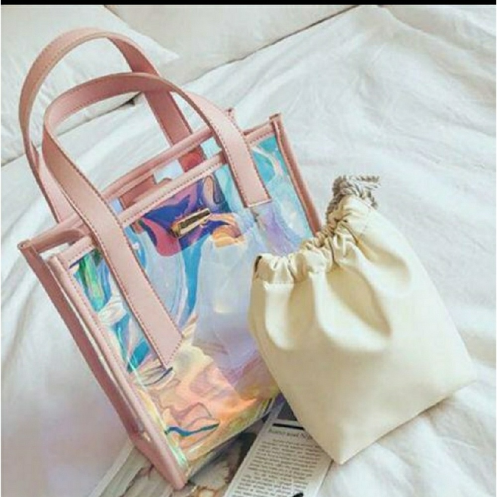 LAST 1!🎡Clear Blush Holographic Jelly Tote